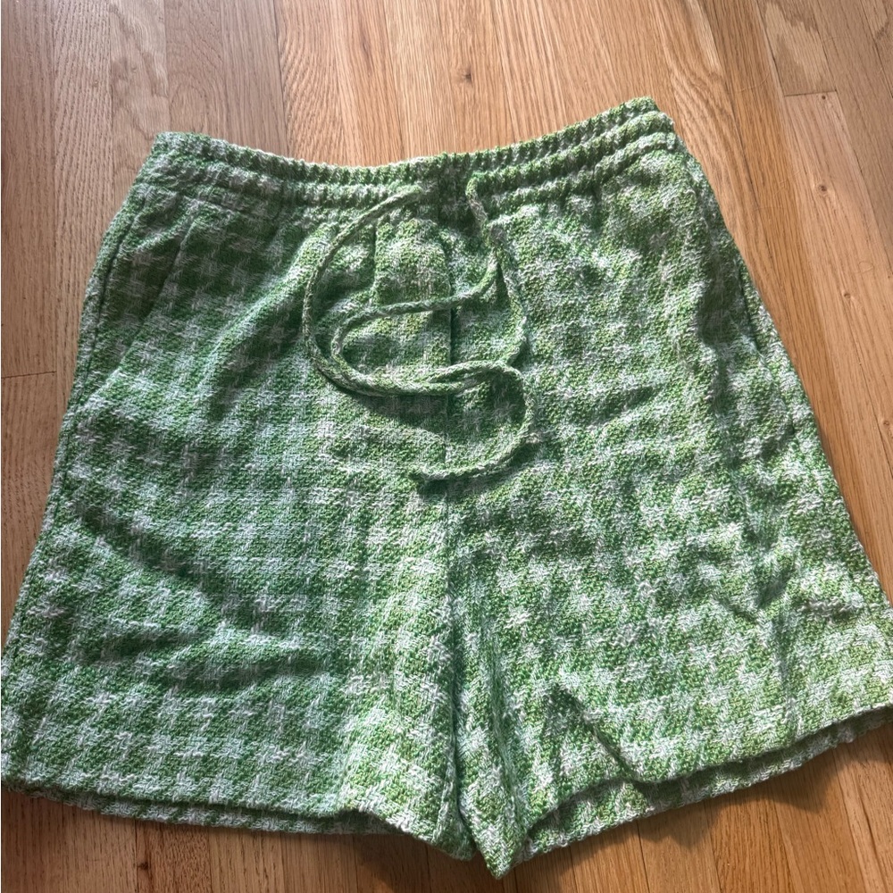 Mango Green Checkered Women's Cargo Shorts